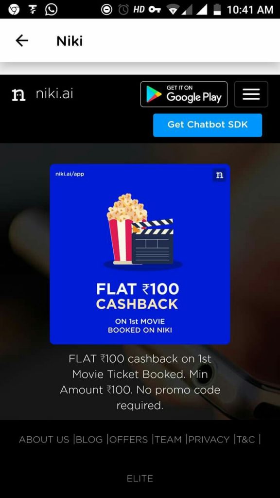 Get 100% Cashback on movies tickets