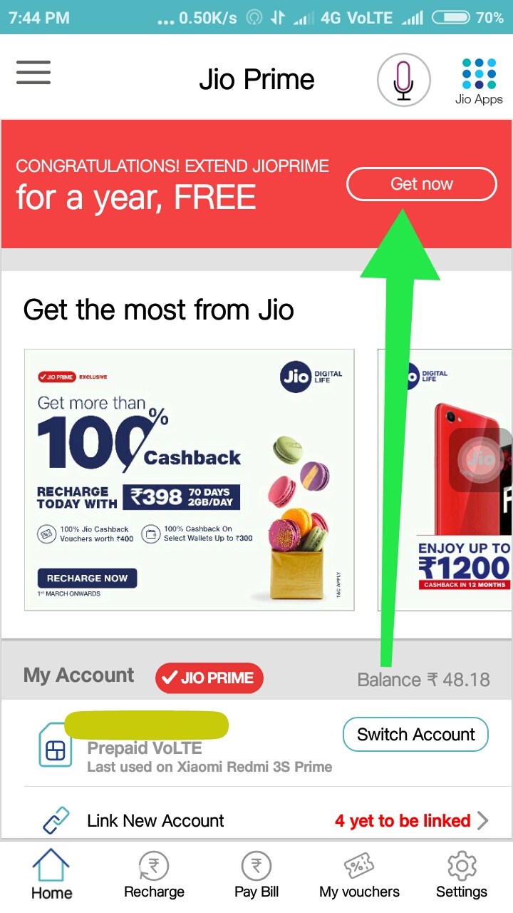 How to Get Option to extend Jioprime Service For one year
