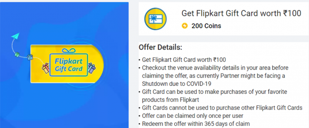 Redeem Flipkart Supercoins And Get Flipkart Gift Card Worth ₹50, ₹100 & ₹750 at 100, 200 & 1000 Rupees Free