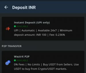 how to add funds in wazirx app