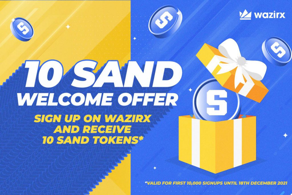 wazirx free Sand Token offer