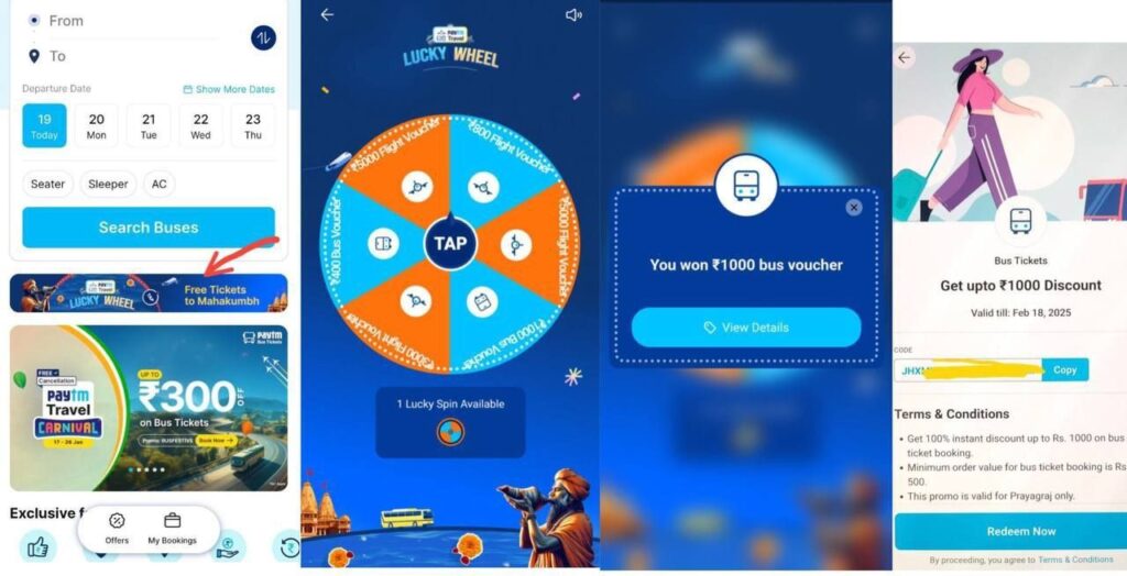 Paytm bus 100% cashback offer